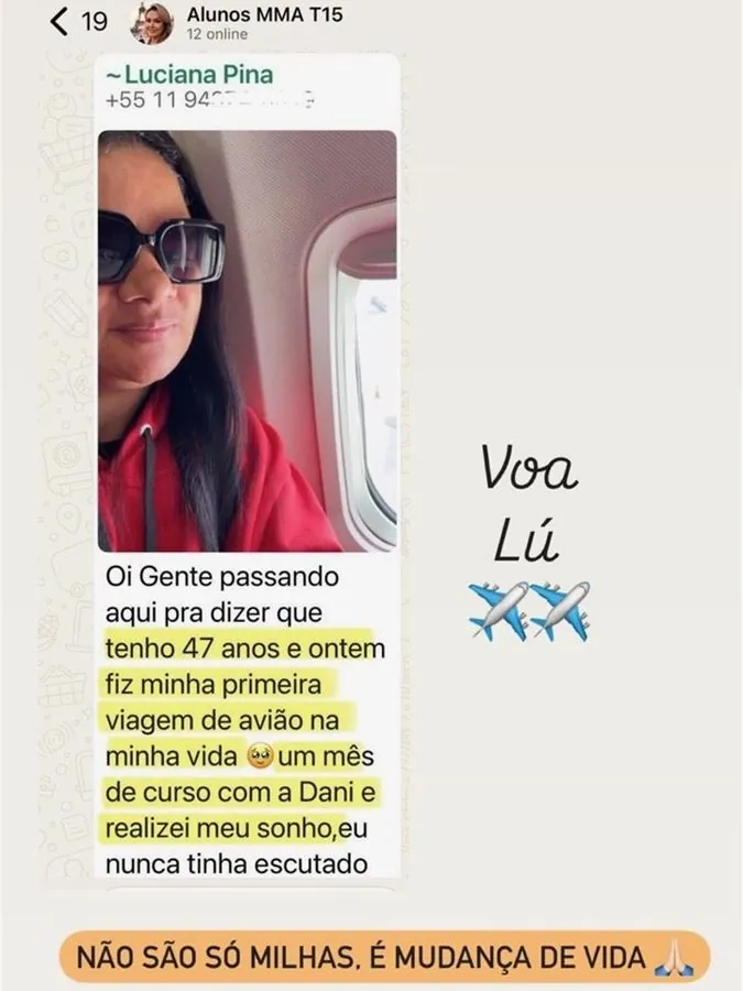 Mensagem real sobre milhas