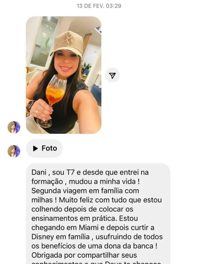 Mensagem real de resultado
